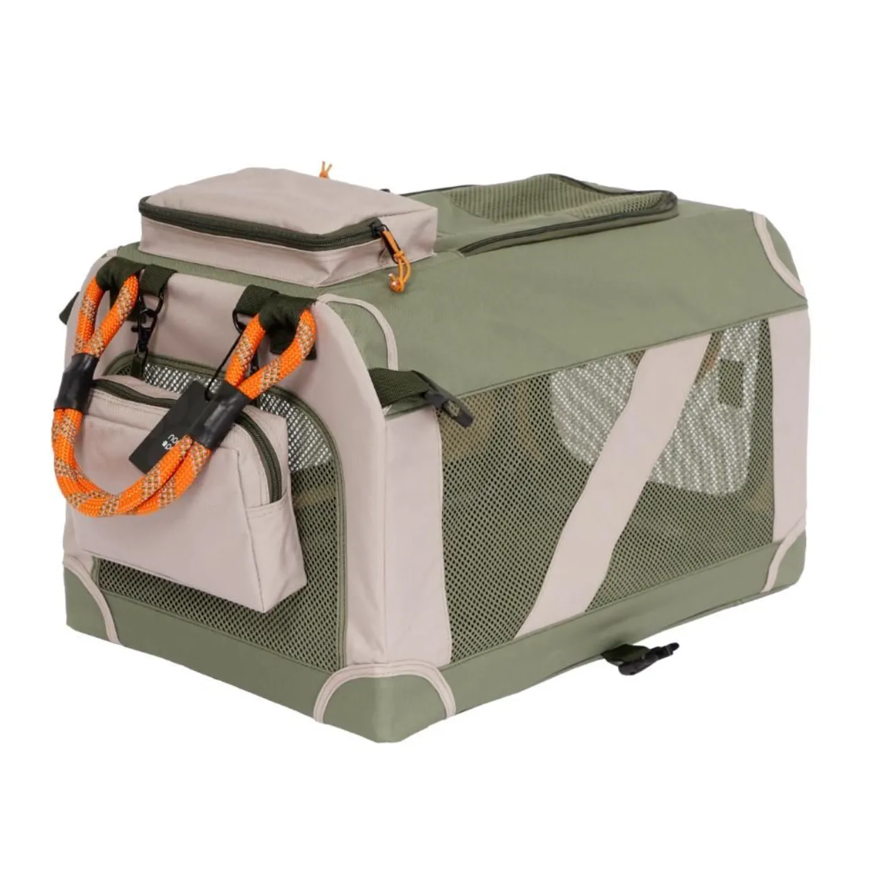 Nordic Paws Foldbart luksus hundebur i stof Army S - komfort og ro